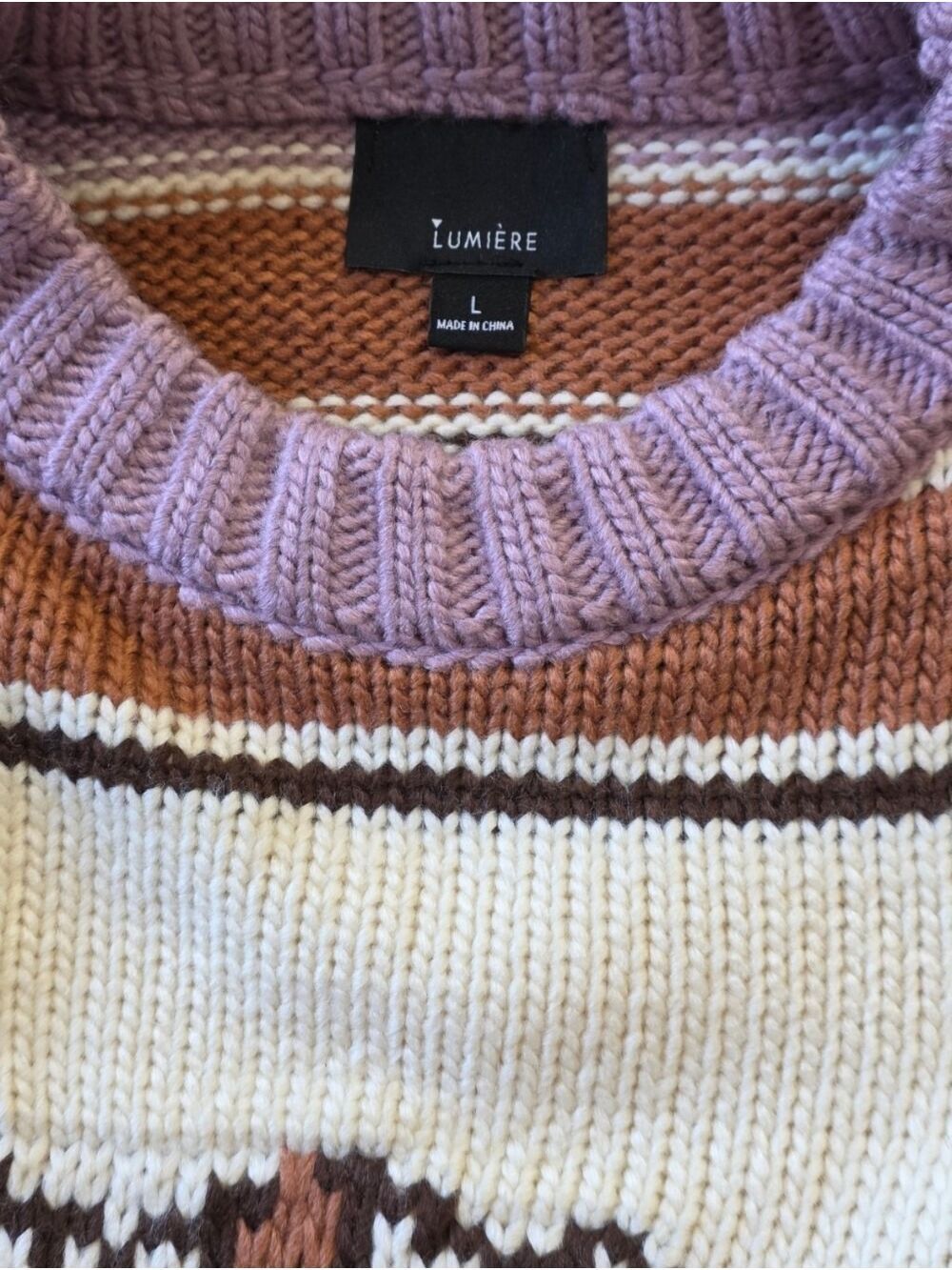 Lumiere Cowboy Boot Knit Sweater Cream Western Size Large NWT - Picture 5 of 10